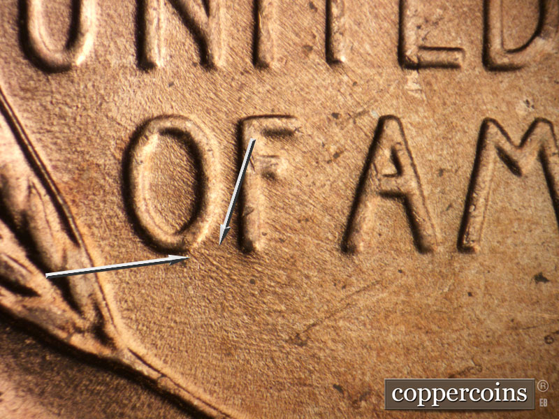 Die-stage B marker on 1949D•1MM•027 (1949 Repunched Mint Mark).