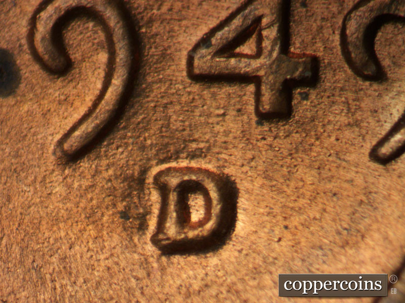 Die-stage C marker on 1949D•1MM•028 (1949 Repunched Mint Mark).