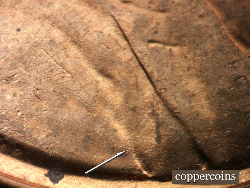 Die-stage B marker on 1949D•1MM•030 (1949 Repunched Mint Mark).