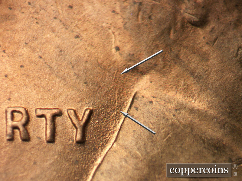 Die-stage B marker on 1949D•1MM•030 (1949 Repunched Mint Mark).
