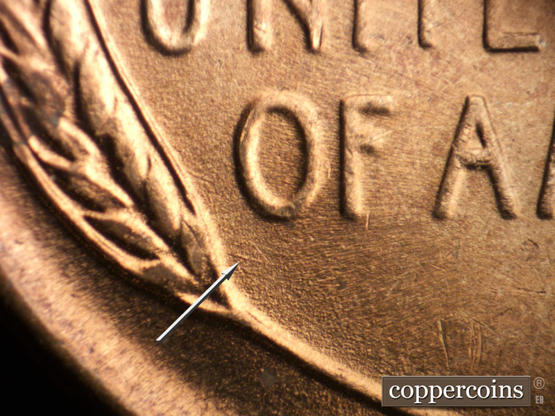 Die-stage B marker on 1949D•1MM•030 (1949 Repunched Mint Mark).