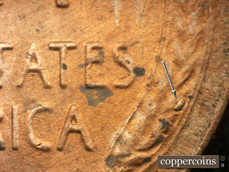 Die-stage B marker on 1949D•1MM•031 (1949 Repunched Mint Mark).