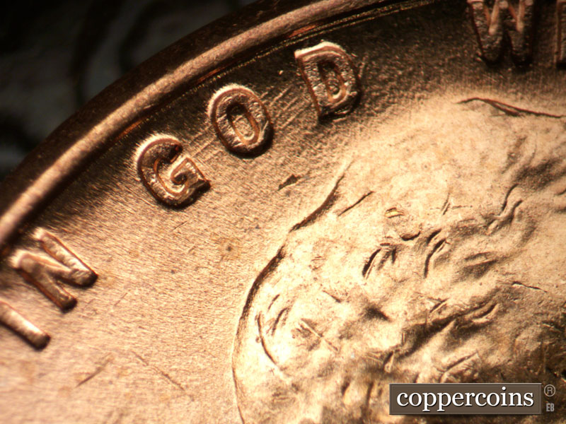 Die-stage B marker on 1949D•1MM•033 (1949 Repunched Mint Mark).