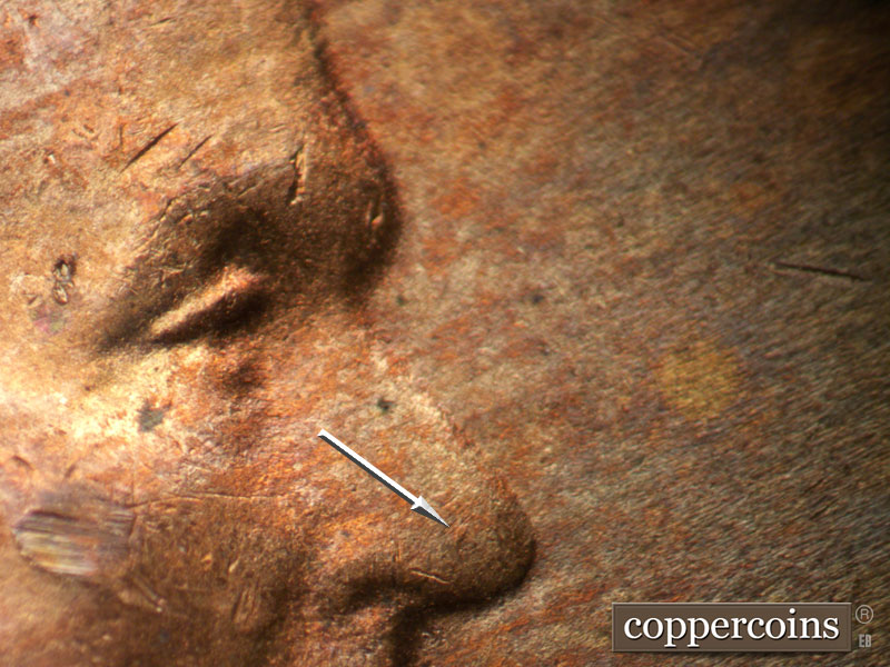 Die-stage C marker on 1949D•1MM•034 (1949 Repunched Mint Mark).