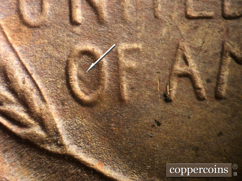 Die-stage C marker on 1949D•1MM•034 (1949 Repunched Mint Mark).