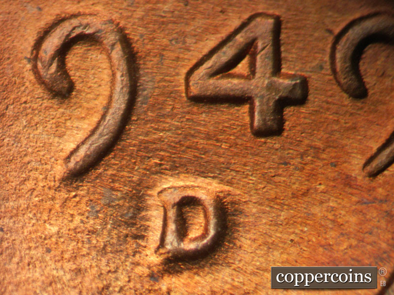 Die-stage C marker on 1949D•1MM•036 (1949 Repunched Mint Mark).