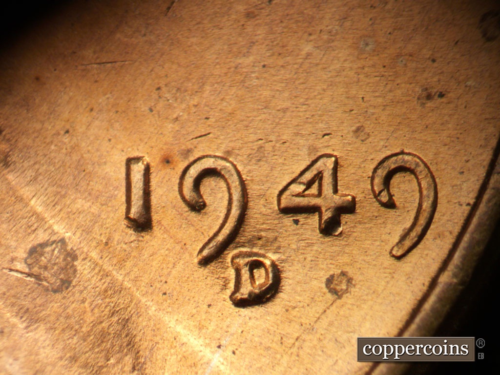 Die-stage B marker on 1949D•1MM•037 showing Date for reference.