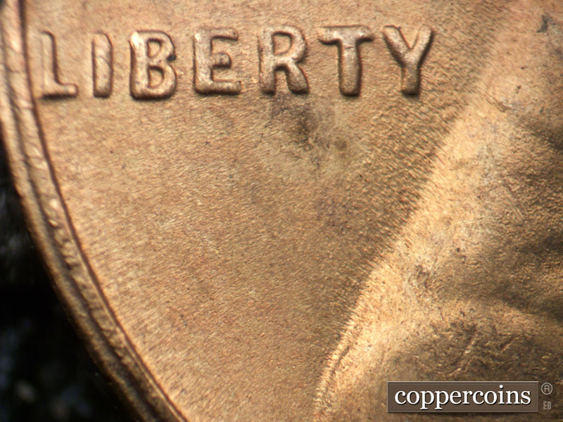 Die-stage C marker on 1949S•1DO•003 (1949 Doubled Die Obverse).