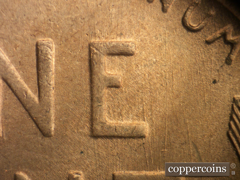 Die-stage B marker on 1949S•1MM•005 (1949 Repunched Mint Mark).