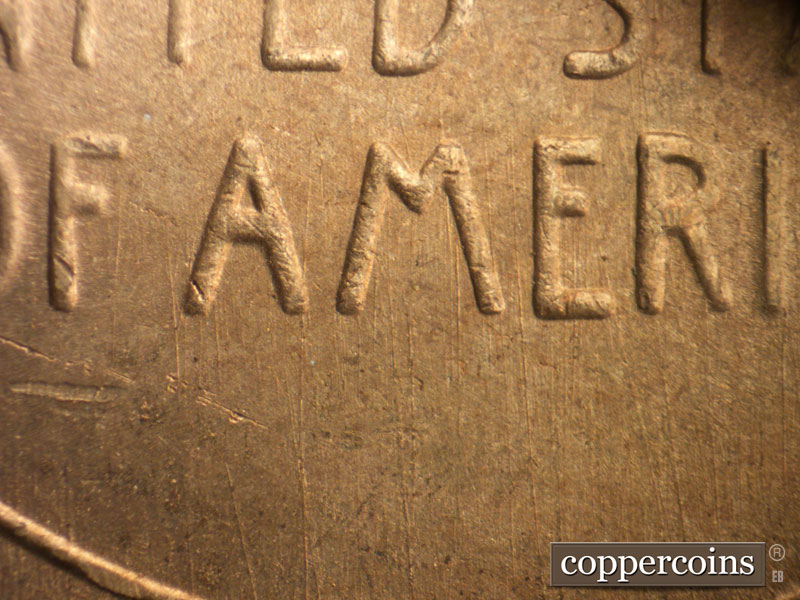Die-stage B marker on 1949S•1MM•005 (1949 Repunched Mint Mark).