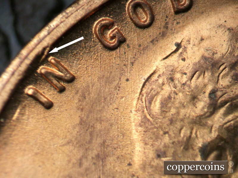 Die-stage B marker on 1949S•1MM•006 (1949 Repunched Mint Mark).