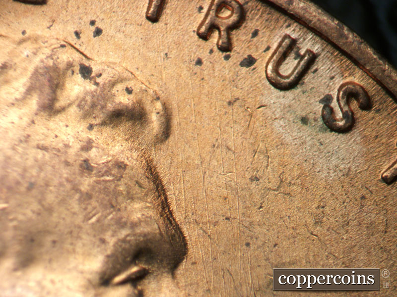 Die-stage B marker on 1949S•1MM•006 (1949 Repunched Mint Mark).