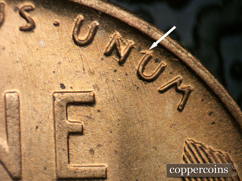 Die-stage B marker on 1949S•1MM•006 (1949 Repunched Mint Mark).