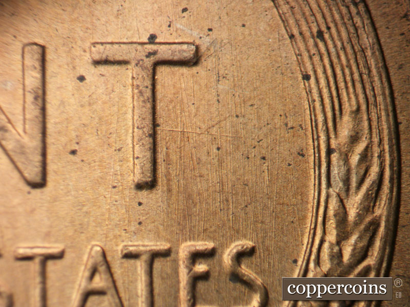 Die-stage B marker on 1949S•1MM•006 (1949 Repunched Mint Mark).