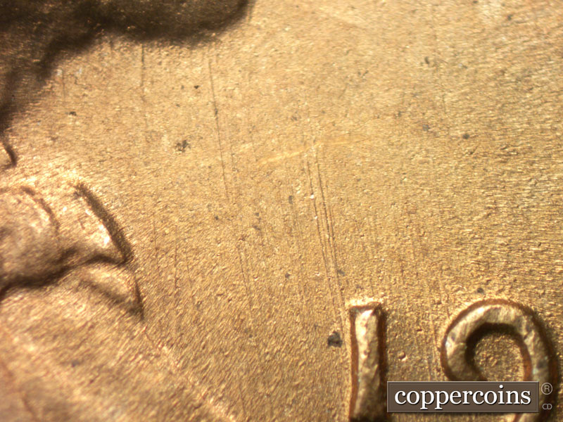 Die-stage B marker on 1949S•1MM•008 (1949 Repunched Mint Mark).