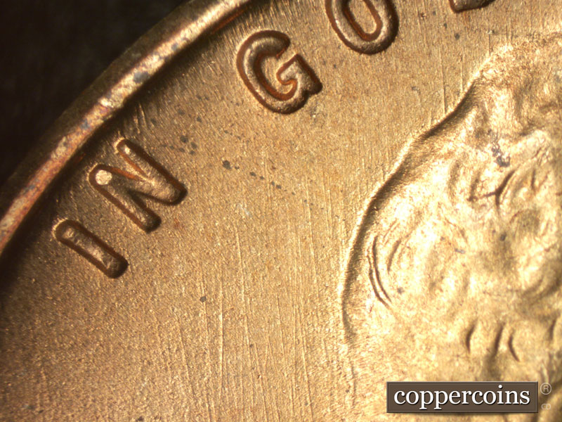 Die-stage B marker on 1949S•1MM•008 (1949 Repunched Mint Mark).