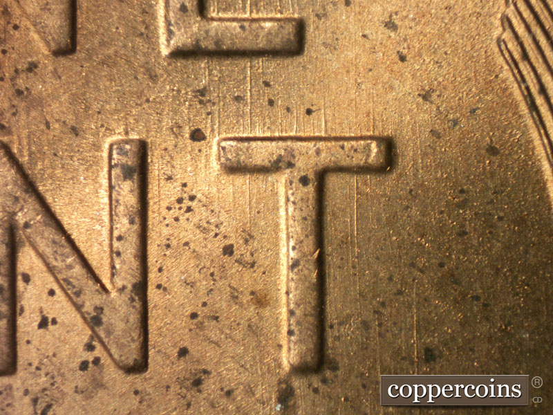 Die-stage B marker on 1949S•1MM•008 (1949 Repunched Mint Mark).