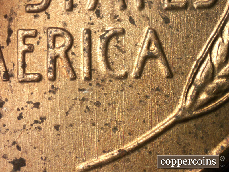 Die-stage B marker on 1949S•1MM•008 (1949 Repunched Mint Mark).