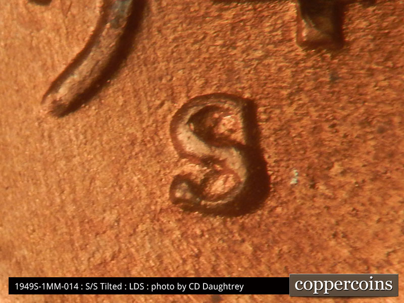 Die-stage C marker on 1949S•1MM•014 (1949 Repunched Mint Mark).