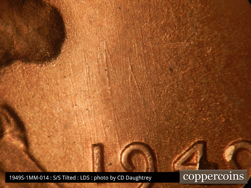 Die-stage C marker on 1949S•1MM•014 (1949 Repunched Mint Mark).