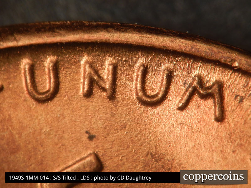 Die-stage C marker on 1949S•1MM•014 (1949 Repunched Mint Mark).