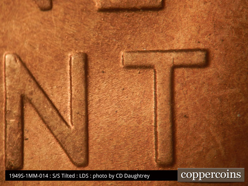 Die-stage C marker on 1949S•1MM•014 (1949 Repunched Mint Mark).