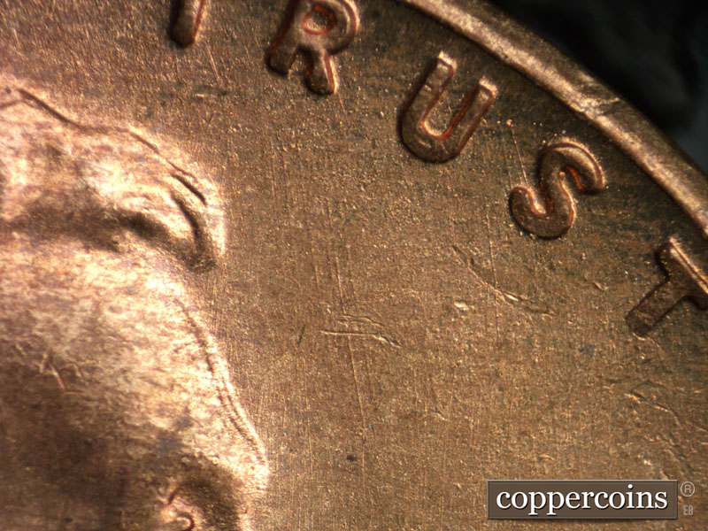 Die-stage B marker on 1949S•1MM•027 (1949 Repunched Mint Mark).