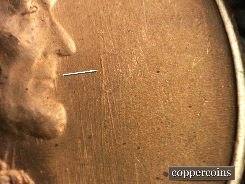 Die-stage B marker on 1949S•1MM•028 (1949 Repunched Mint Mark).