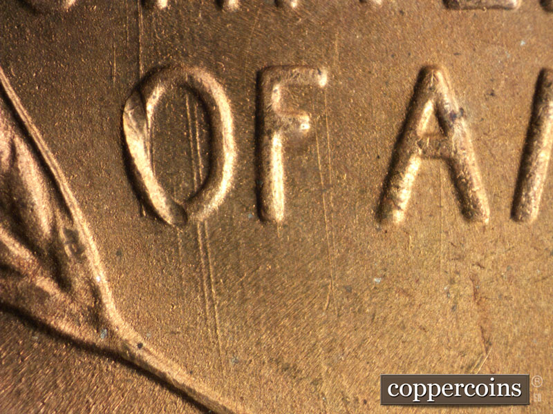 Die-stage B marker on 1949S•1MM•028 (1949 Repunched Mint Mark).