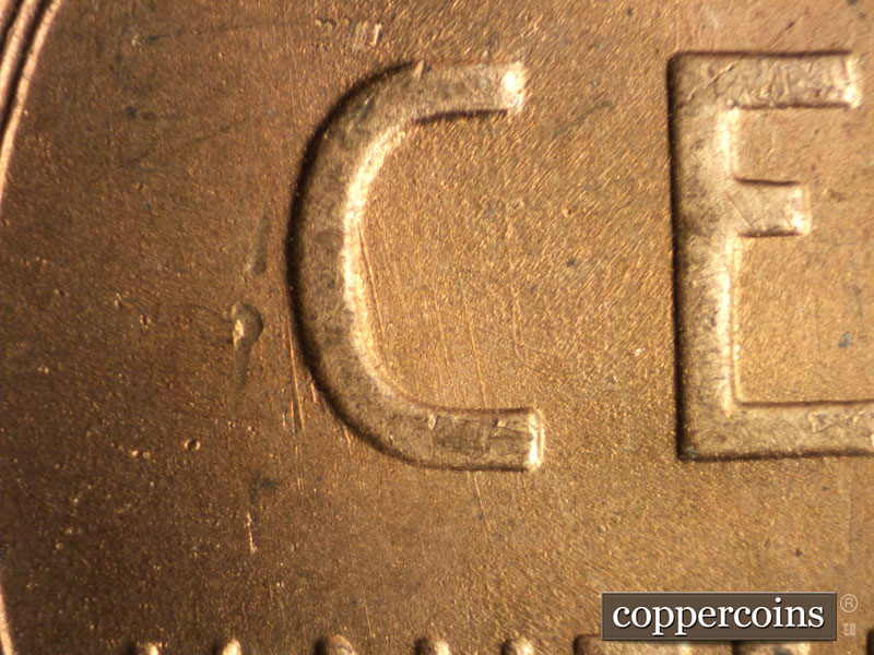 Die-stage B marker on 1949S•1MM•028 (1949 Repunched Mint Mark).