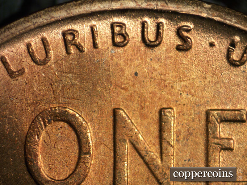 Die-stage B marker on 1949S•1MM•029 (1949 Repunched Mint Mark).