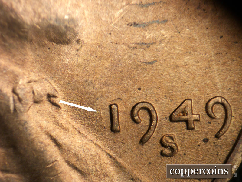 Die-stage C marker on 1949S•1MM•029 (1949 Repunched Mint Mark).
