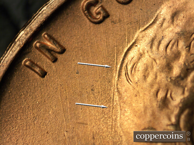 Die-stage B marker on 1949S•1MM•030 (1949 Repunched Mint Mark).