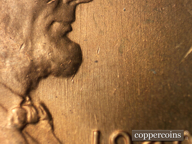 Die-stage B marker on 1949S•1MM•030 (1949 Repunched Mint Mark).
