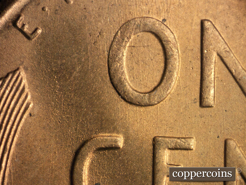 Die-stage B marker on 1949S•1MM•030 (1949 Repunched Mint Mark).