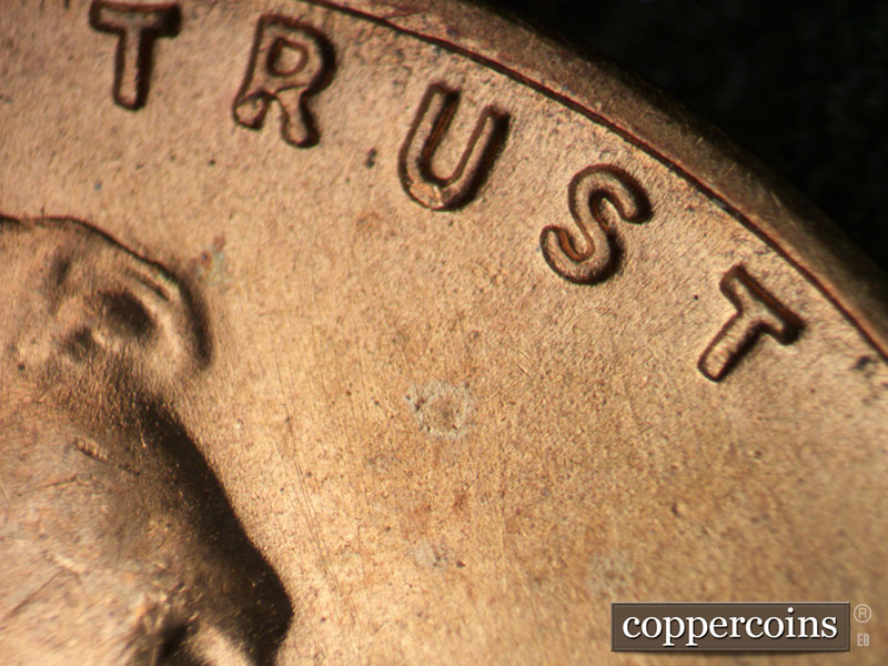 Die-stage B marker on 1949S•1MM•031 (1949 Repunched Mint Mark).