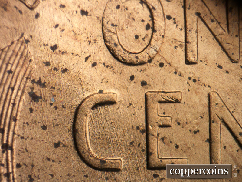 Die-stage B marker on 1949S•1MM•031 (1949 Repunched Mint Mark).