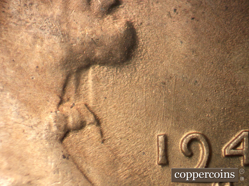 Die-stage C marker on 1949S•1MM•031 (1949 Repunched Mint Mark).