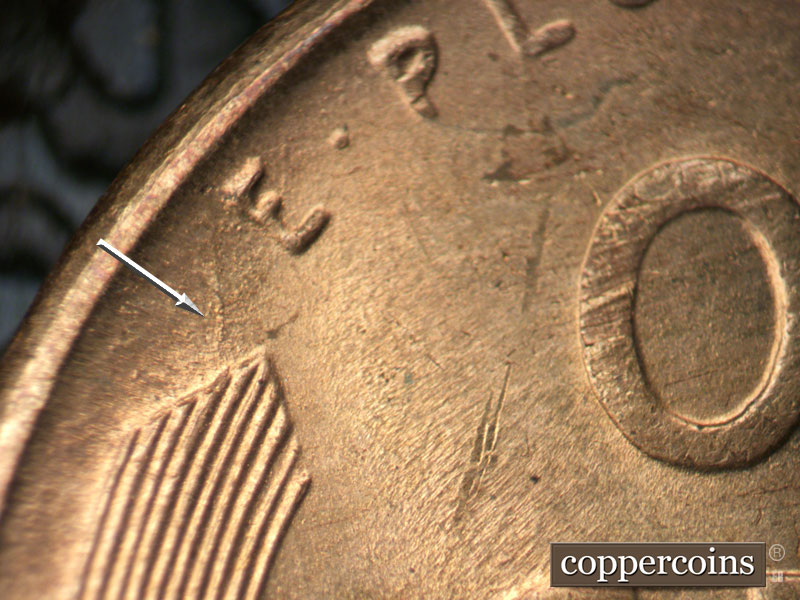 Die-stage C marker on 1949S•1MM•031 (1949 Repunched Mint Mark).
