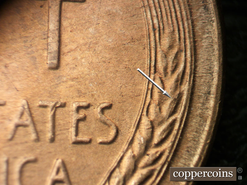 Die-stage C marker on 1949S•1MM•031 (1949 Repunched Mint Mark).