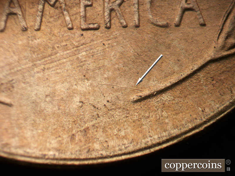 Die-stage C marker on 1949S•1MM•031 (1949 Repunched Mint Mark).