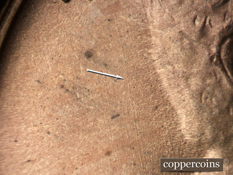 Die-stage B marker on 1949S•1MM•032 (1949 Repunched Mint Mark).