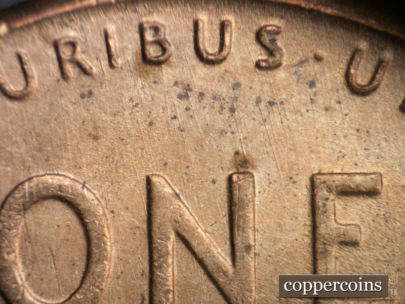 Die-stage B marker on 1949S•1MM•032 (1949 Repunched Mint Mark).
