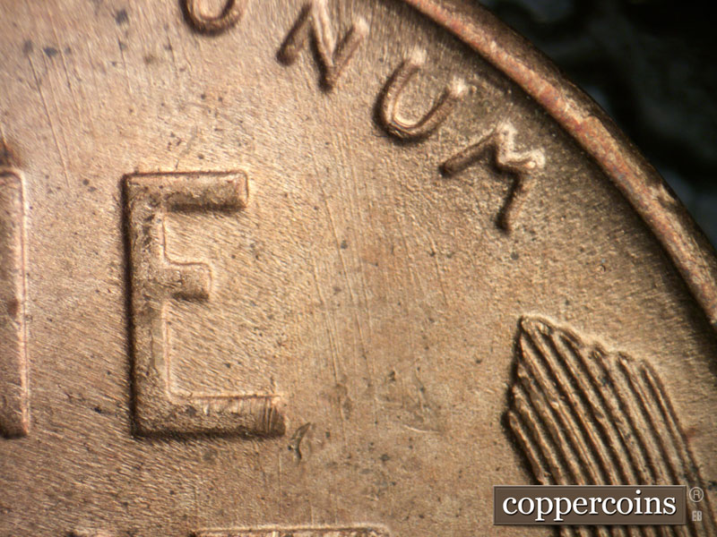 Die-stage B marker on 1949S•1MM•032 (1949 Repunched Mint Mark).
