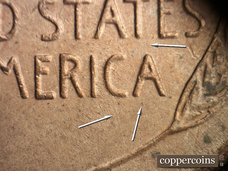 Die-stage B marker on 1949S•1MM•032 (1949 Repunched Mint Mark).