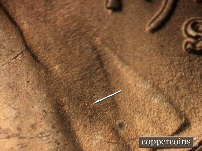 Die-stage C marker on 1949S•1MM•032 (1949 Repunched Mint Mark).