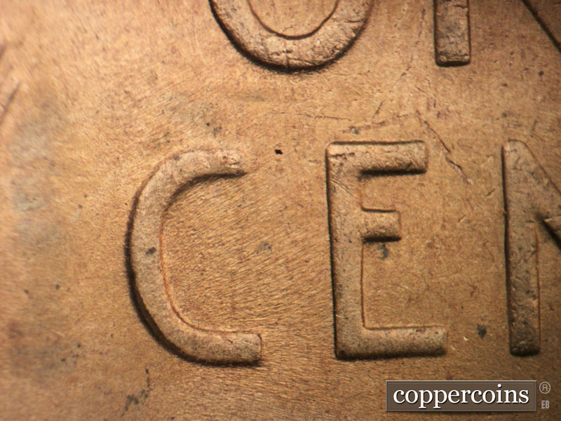 Die-stage C marker on 1949S•1MM•032 (1949 Repunched Mint Mark).
