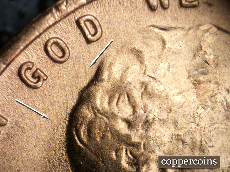 Die-stage C marker on 1949S•1MM•033 (1949 Repunched Mint Mark).
