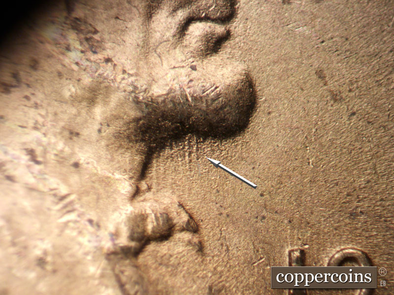 Die-stage C marker on 1949S•1MM•033 (1949 Repunched Mint Mark).