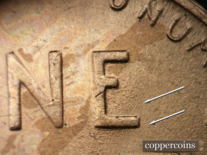 Die-stage C marker on 1949S•1MM•033 (1949 Repunched Mint Mark).
